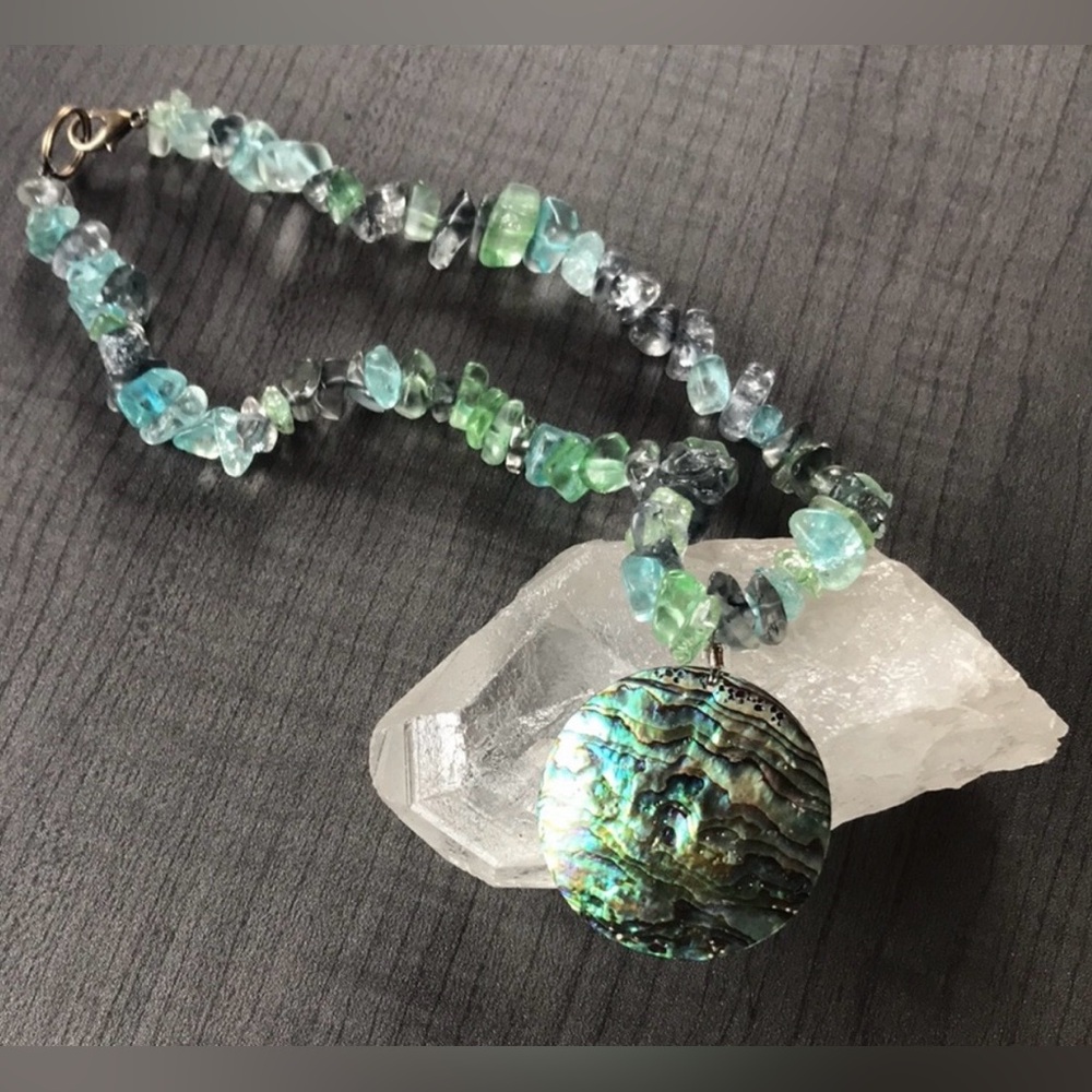 Handcrafted Hawaiian Abalone Shell and Sea Glass Necklace